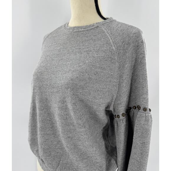 The Great. Bishop Gray Puff Sleeve Sweatshirt with Studs Pullover S - Picture 3 of 10